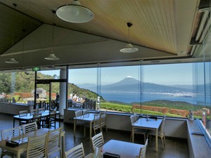 店内はガラス張りで、雄大な景色を眺められます